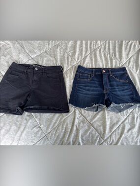 American Eagle Outfitters Black and Dark Blue Denim Shorts Duo